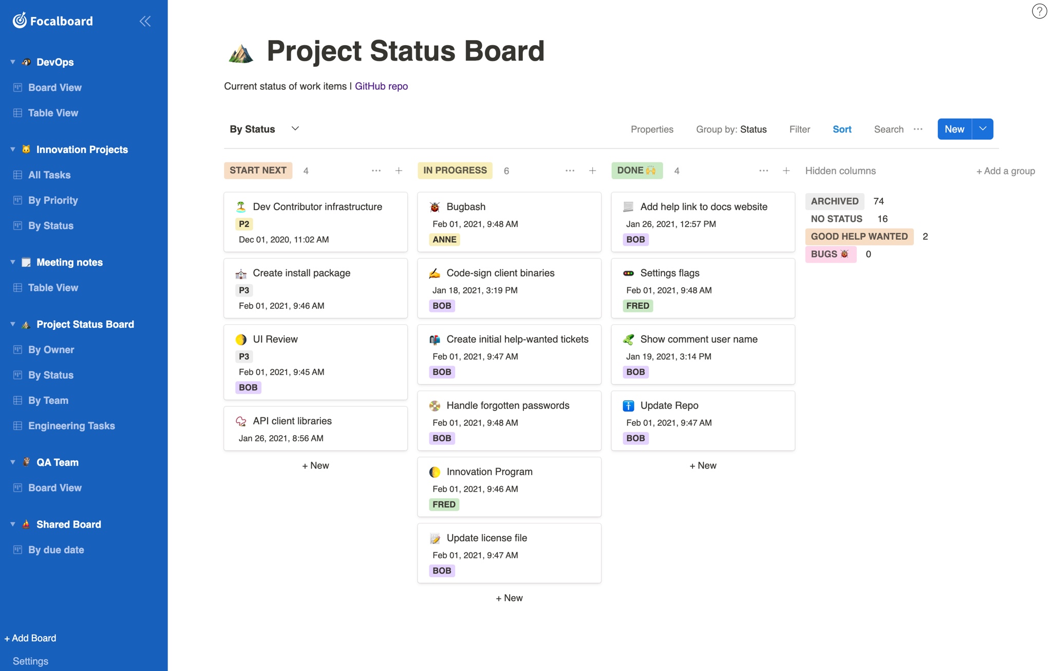 Focalboard Screenshot